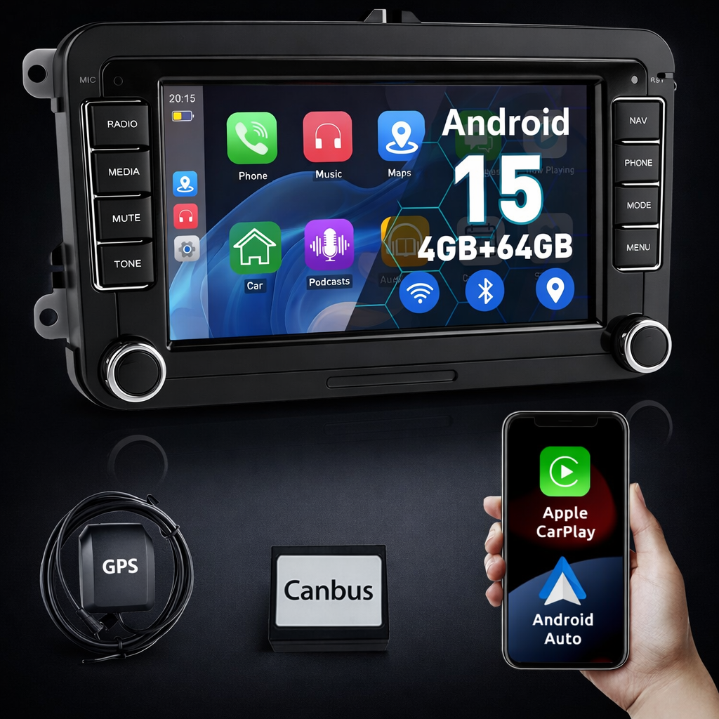7" Android 14 Apple Carplay for VW Golf 5 6 Passat Polo Touran Tiguan Caddy EOS