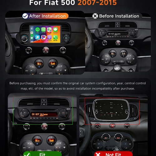 7" Android 13 Carplay Android Auto For Fiat 500 2007-2015