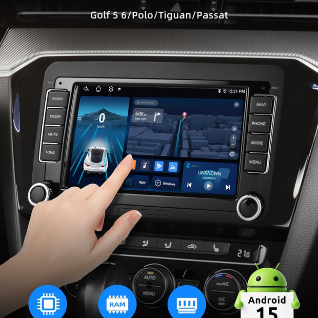 7" Android 14 Apple Carplay 2003-2012 VAG
