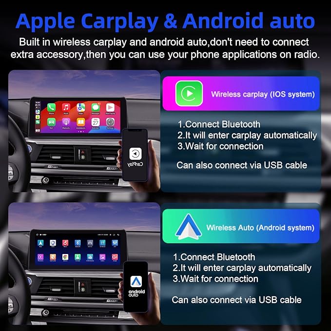 10.25'/12.3' Wireless CarPlay Android Auto For BMW 1 2 3 4 Series F20 F21 F22 F30 F31 F32 F33