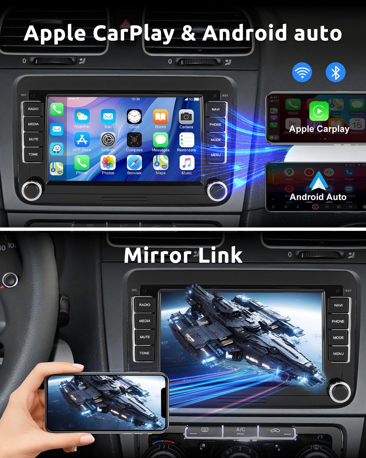 7" Android 14 Apple Carplay for VW Golf 5 6 Passat Polo Touran Tiguan Caddy EOS