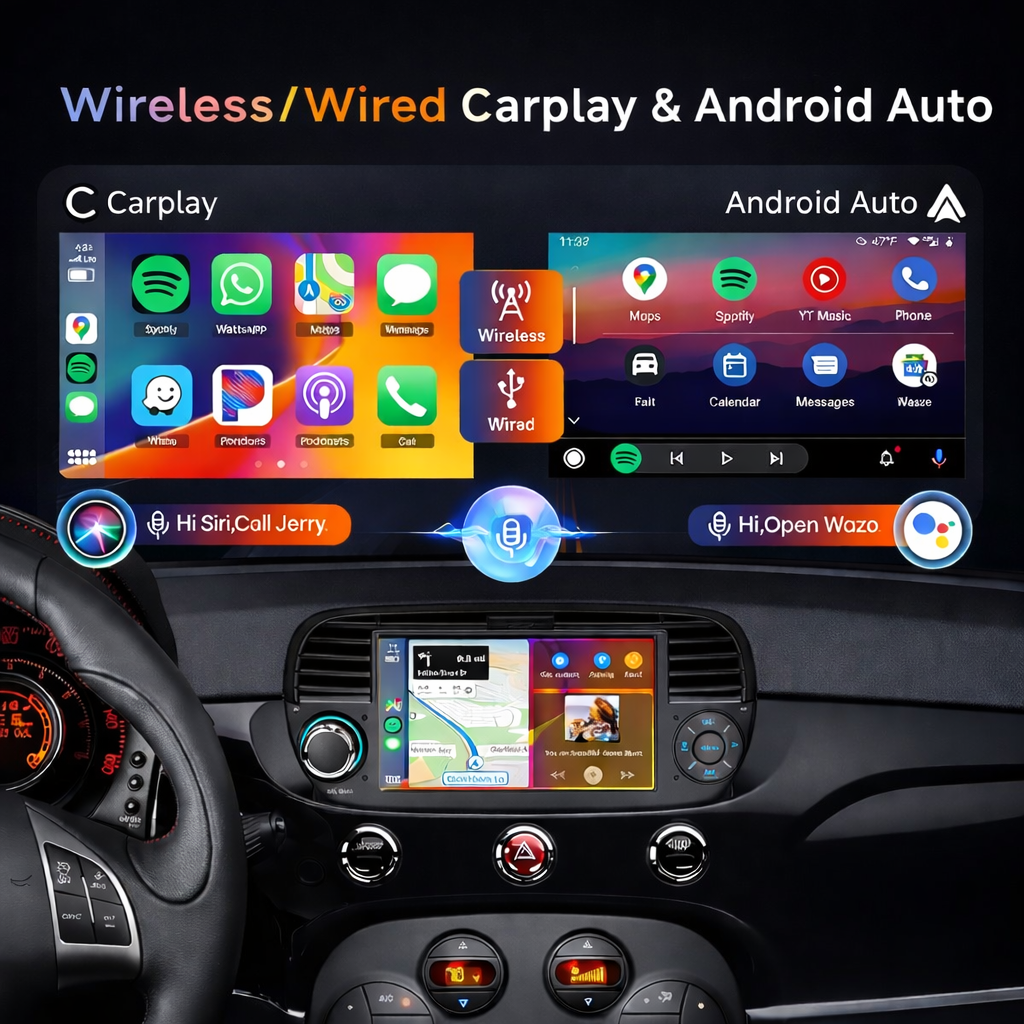 7" Android 13 Carplay Android Auto For Fiat 500 2007-2015