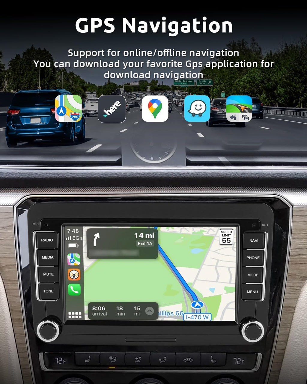 7" Android 14 Apple Carplay for VW Golf 5 6 Passat Polo Touran Tiguan Caddy EOS
