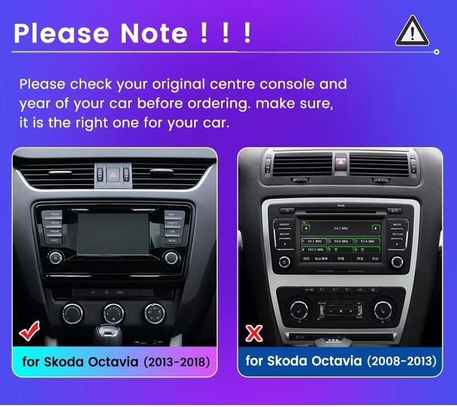 Wireless CarPlay & Android Auto Touchscreen Head Unit (PX7) – Skoda Octavia Mk3 (2013–2018)