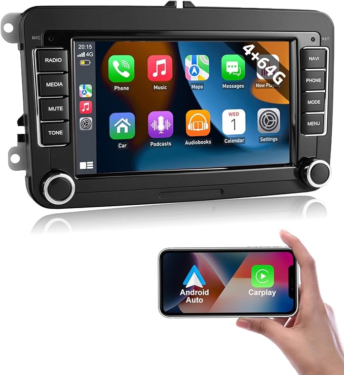 7" Android 14 Apple Carplay 2003-2012 VAG