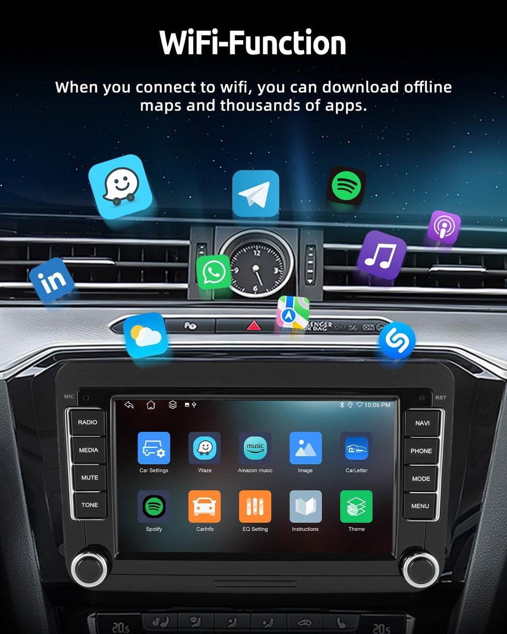 7" Android 14 Apple Carplay for VW Golf 5 6 Passat Polo Touran Tiguan Caddy EOS