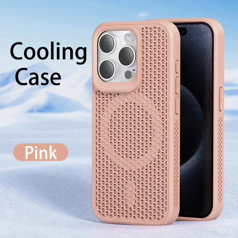 Cooling Phone Case For iPhone 11-17 Hard Back Magnetic For Magsafe