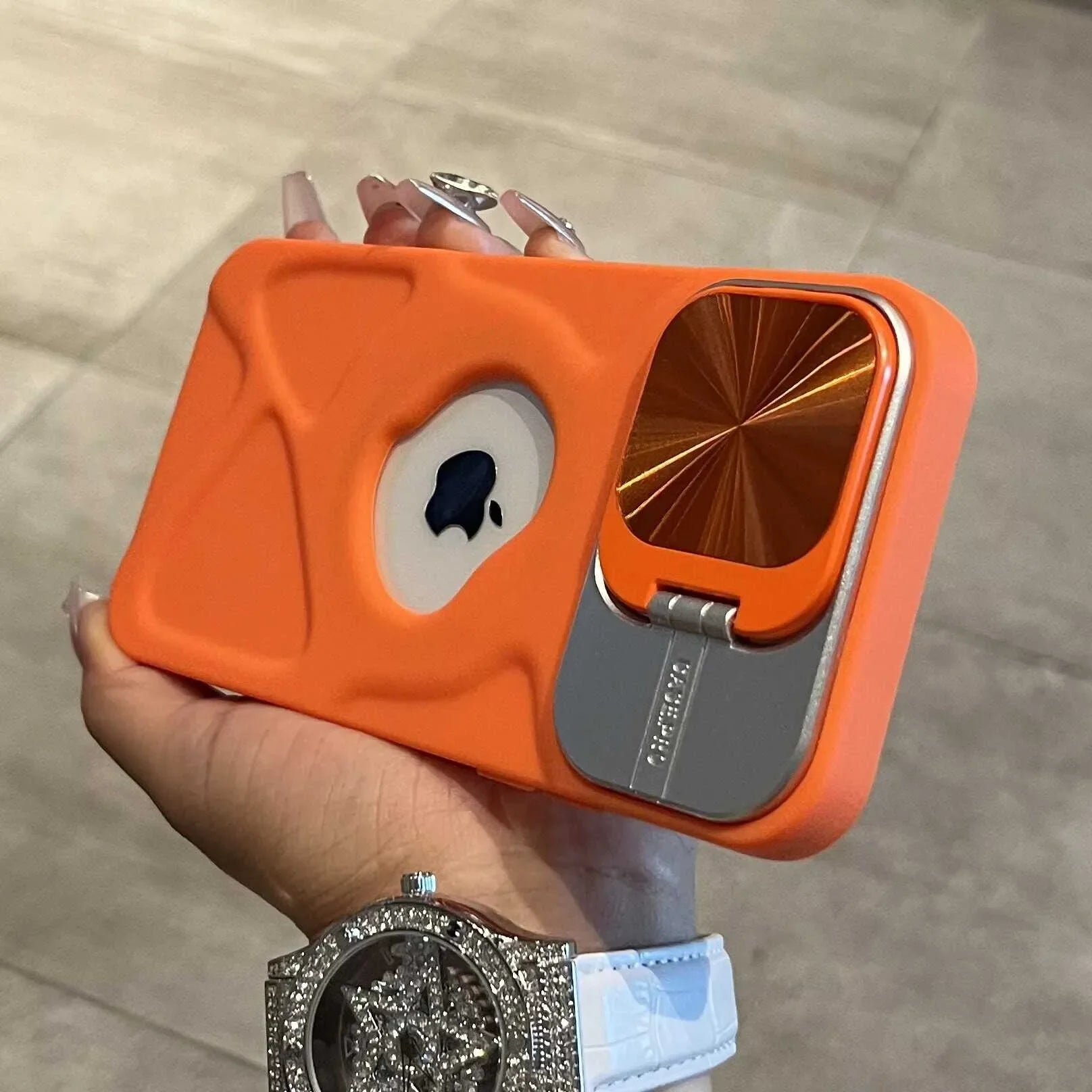 Logo Hole Magsafe Silicone Case for iPhone 11-17 With Stand