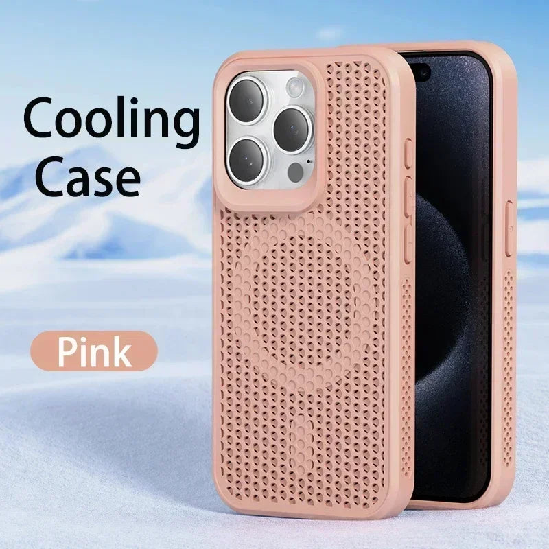 Cooling Phone Case For iPhone 11-17 Hard Back Magnetic For Magsafe