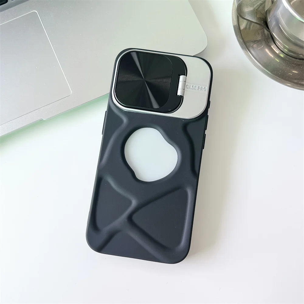 Logo Hole Magsafe Silicone Case for iPhone 11-17 With Stand