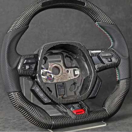 LED Carbon Fiber Steering Wheel (Perforated Leather) for Lamborghini Huracán (2018–2024)