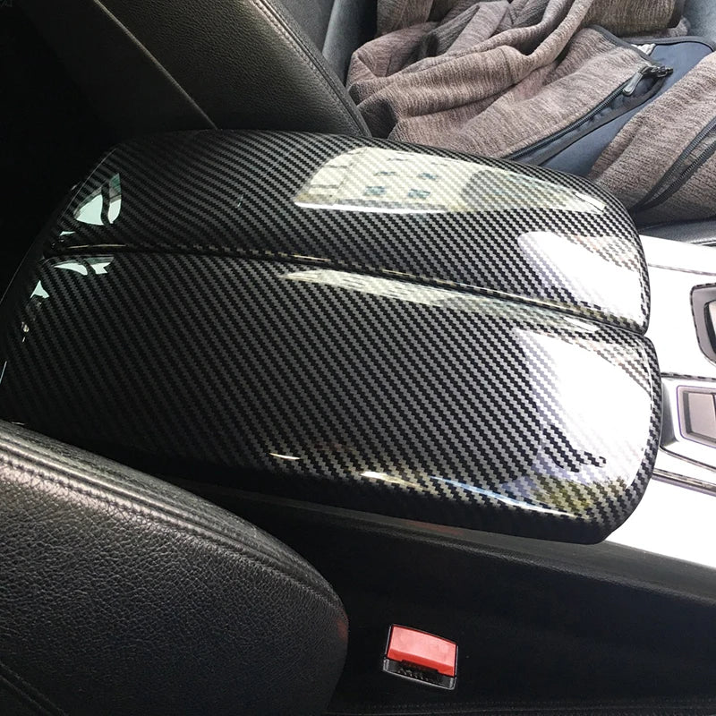 ABS Carbon Fiber-Style Center Console Armrest Lid Cover Trim – BMW X5/X6/X7