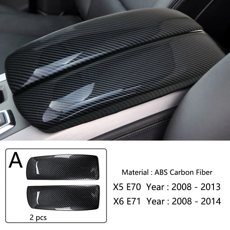 ABS Carbon Fiber-Style Center Console Armrest Lid Cover Trim – BMW X5/X6/X7