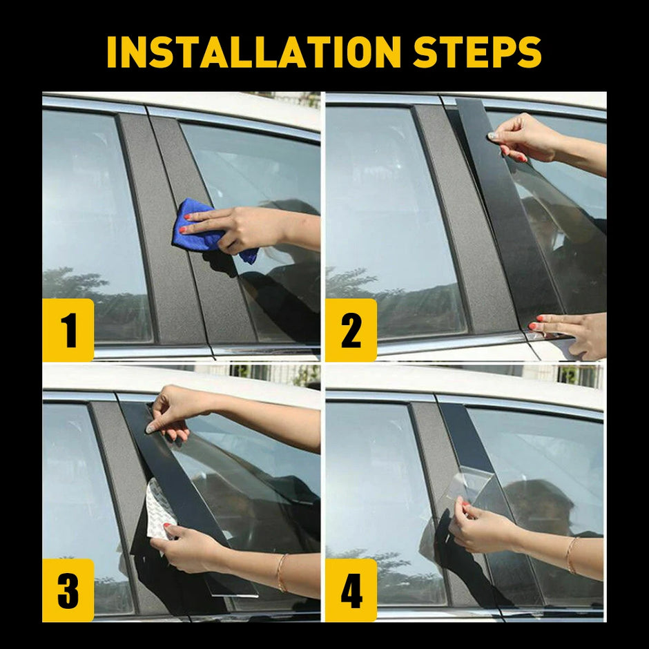 Black B Pillar Post Cover Trim Set – Volkswagen Polo Mk6 (2019–2024) (8pcs)