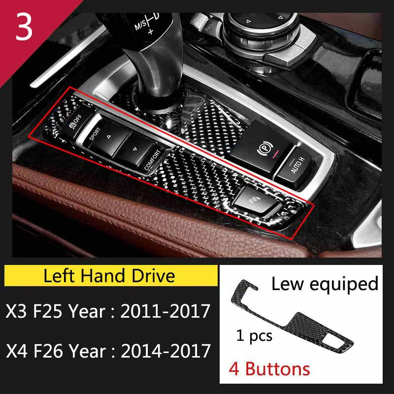 Carbon Fibre Interior Trim Sticker Set (Gearshift / AC / CD / Door Trim) – BMW X3 F25 / X4 F26