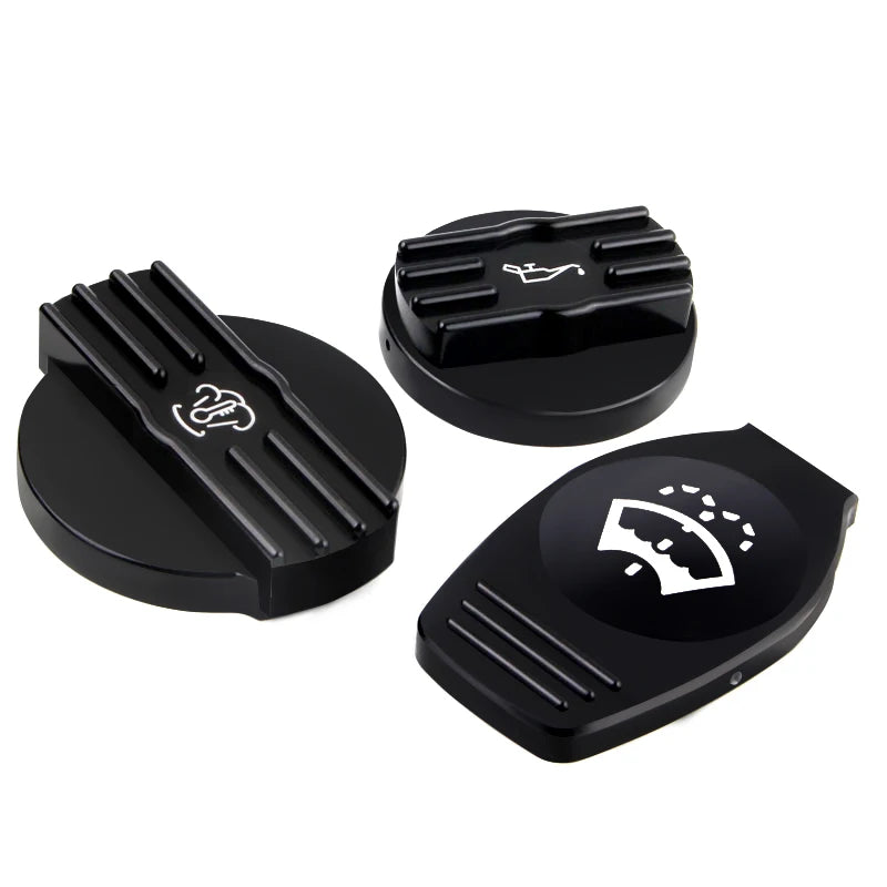Aluminium Engine Bay Cap Covers (Oil + Coolant + Washer) – Red/Black