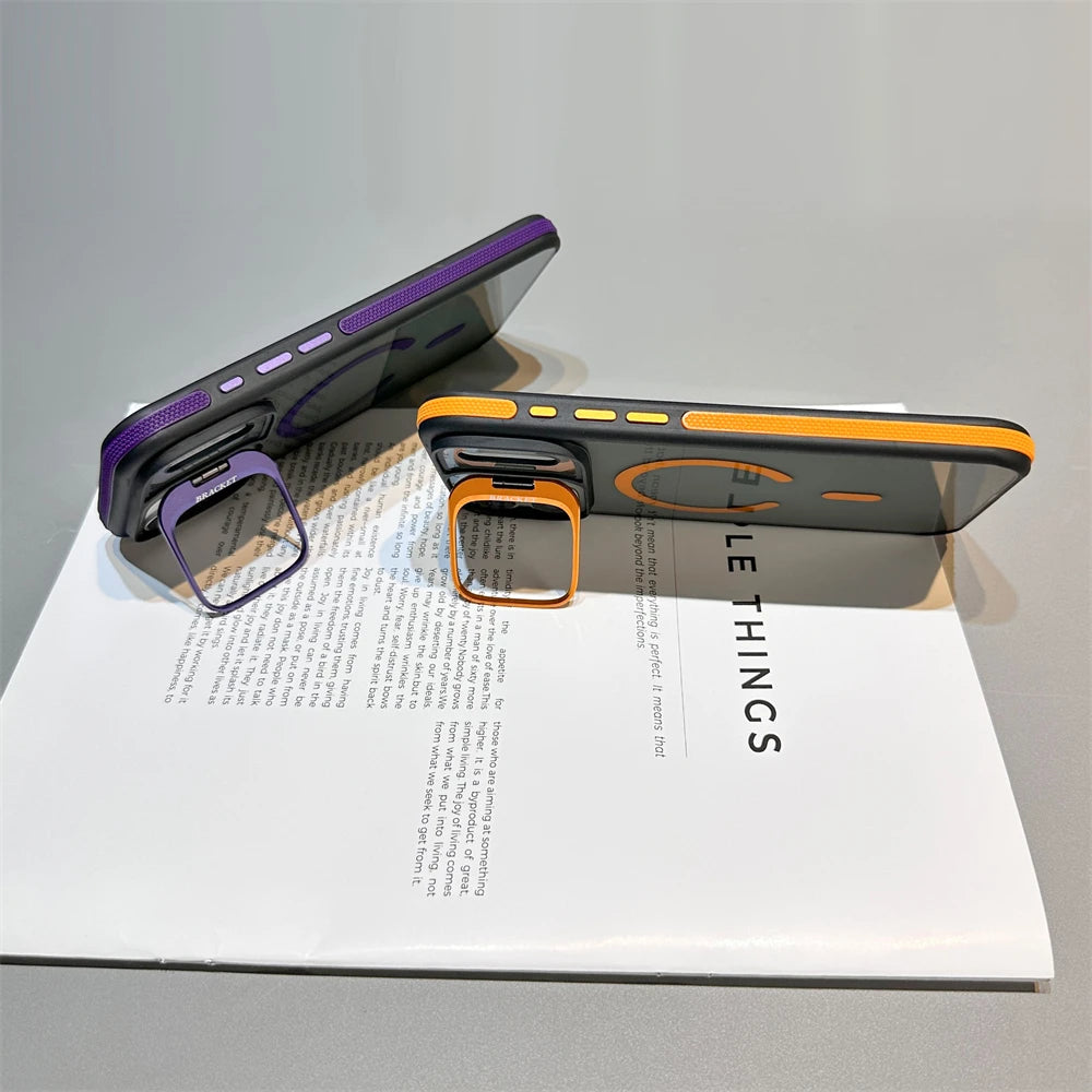 Luxury Transparent Magsafe Kickstand Phone Case For iPhone 11-17