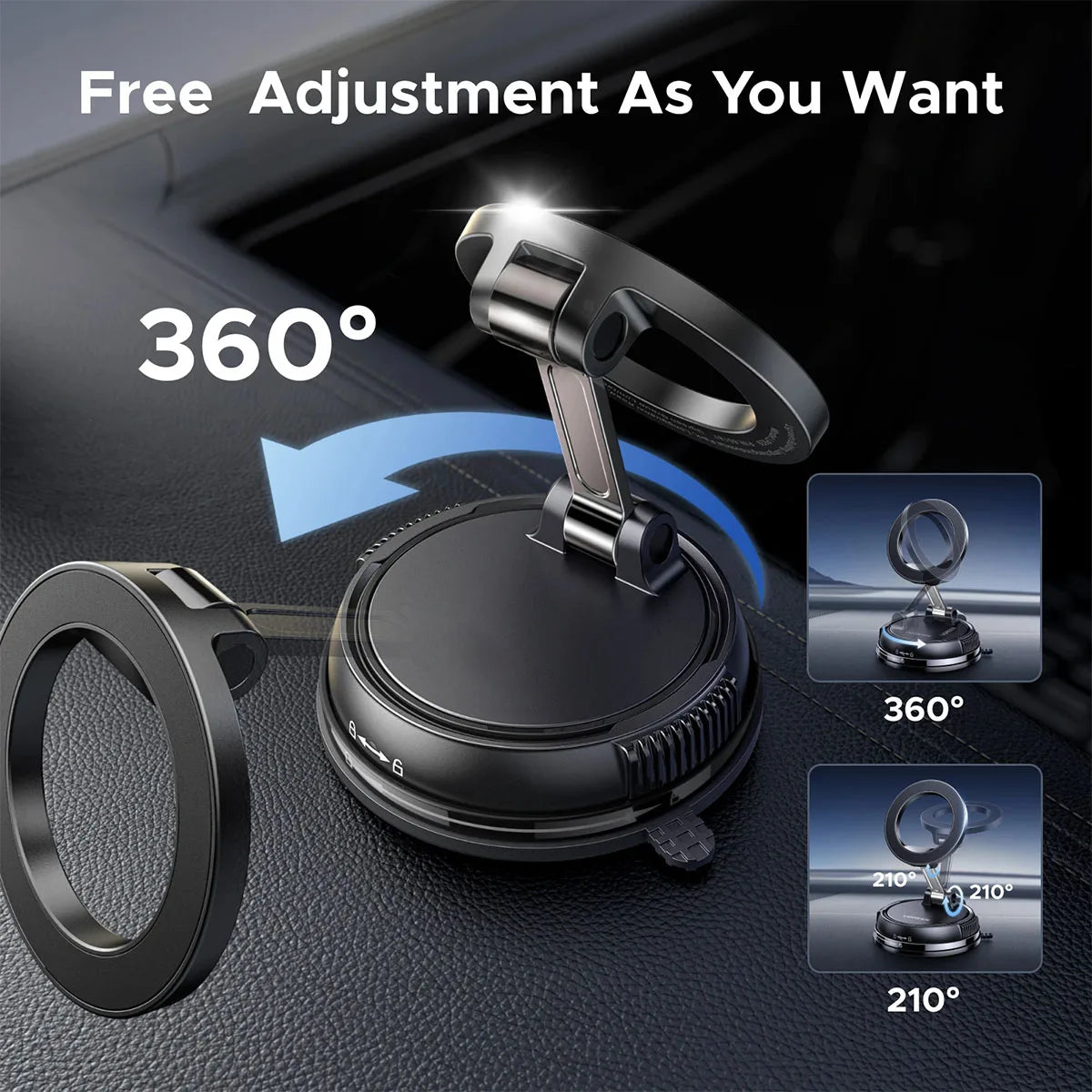 Magnetic Car Phone Holder with 360° Rotation & Foldable Design