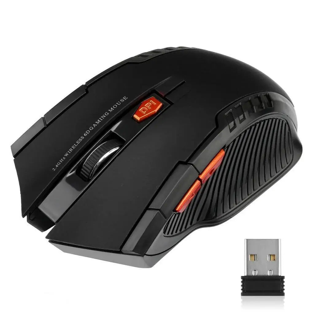 Wireless Optical Gaming Mouse 6 Buttons with USB Receiver