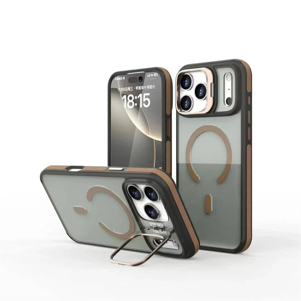 Luxury Transparent Magsafe Kickstand Phone Case For iPhone 11-17