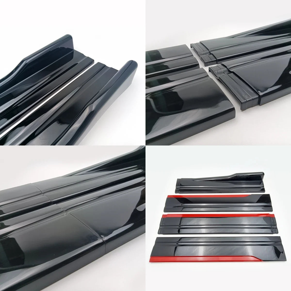 Universal Side Skirt Extensions For Audi (Gloss Black/Carbon)