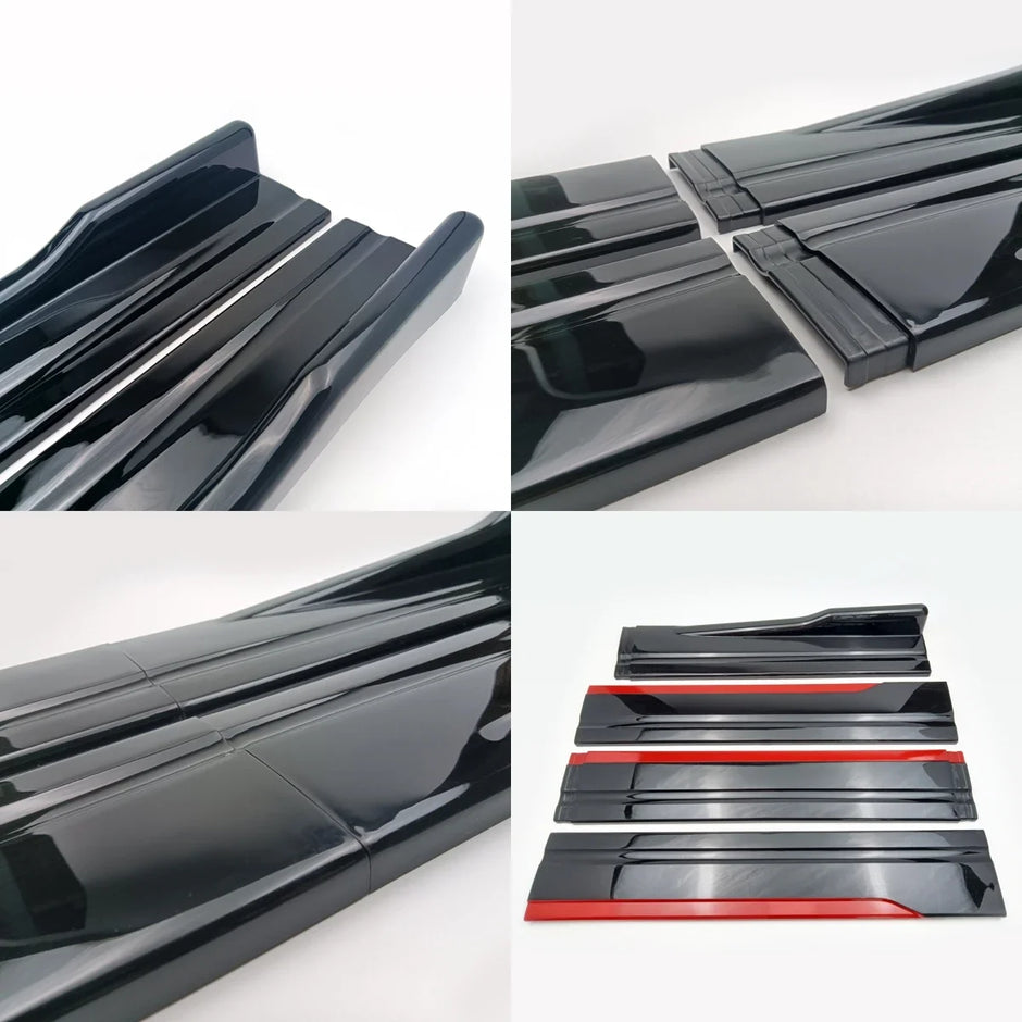 Universal Side Skirt Extensions For Audi (Gloss Black/Carbon)