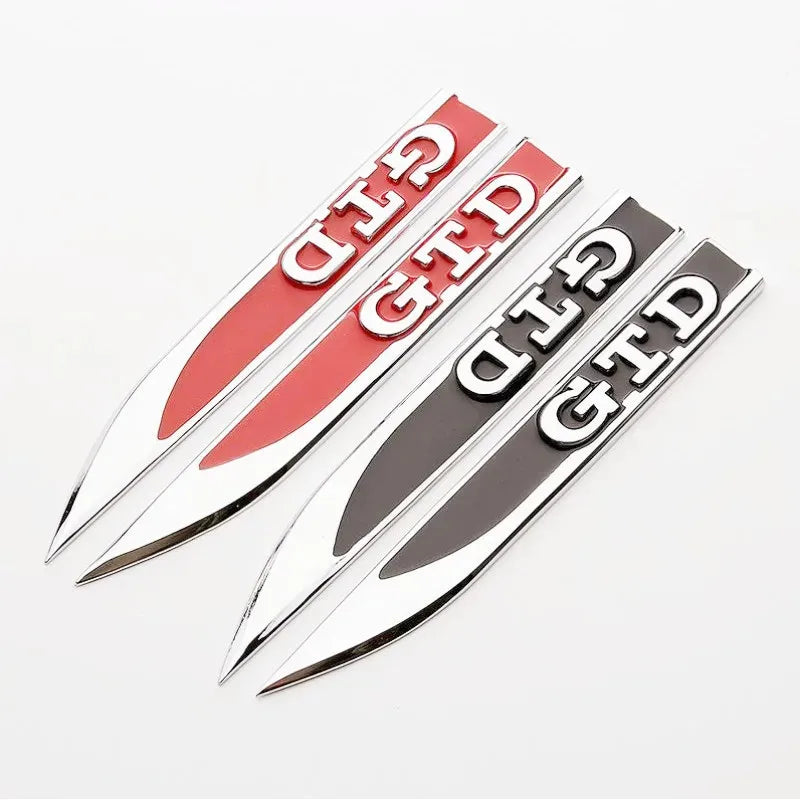 2pcs 3D Metal GTD Fender Badge Decal – Volkswagen Golf Mk4/Mk5/Mk6/Mk7 (Pair)