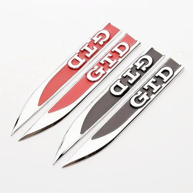 2pcs 3D Metal GTD Fender Badge Decal – Volkswagen Golf Mk4/Mk5/Mk6/Mk7 (Pair)