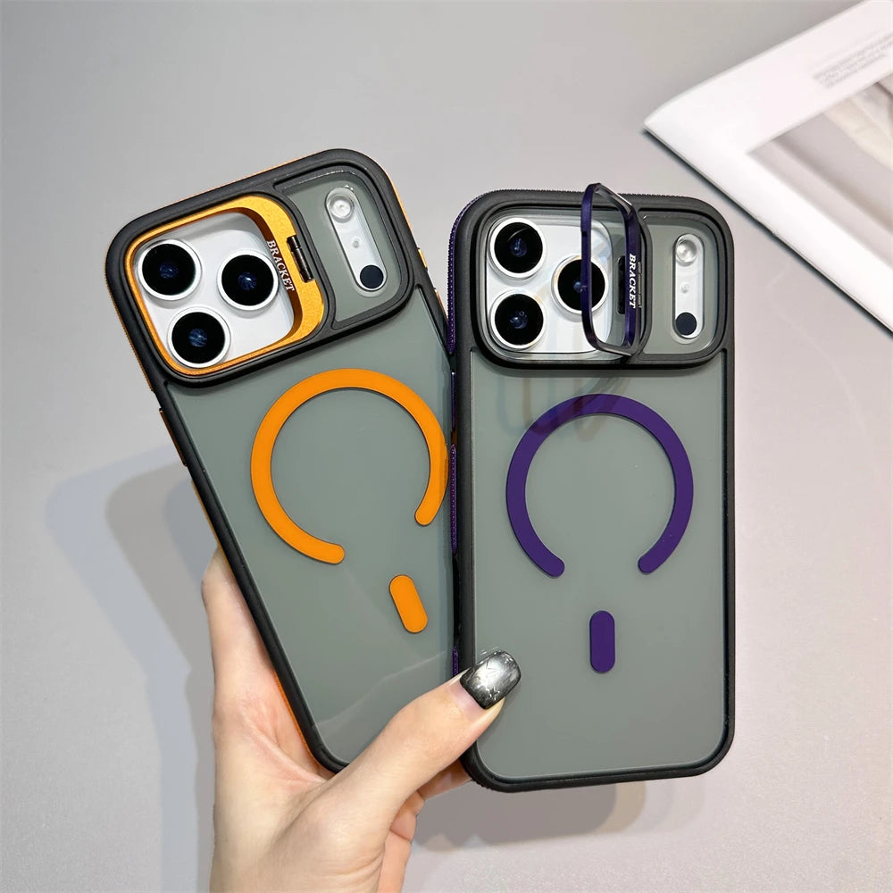 Luxury Transparent Magsafe Kickstand Phone Case For iPhone 11-17