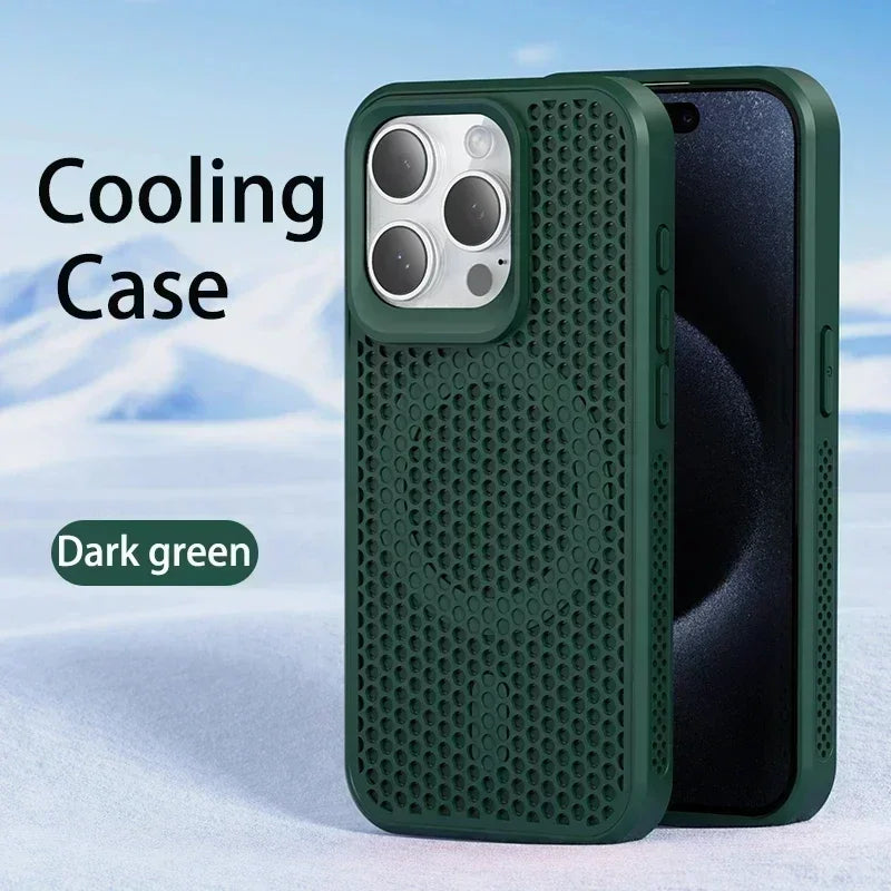 Cooling Phone Case For iPhone 11-17 Hard Back Magnetic For Magsafe