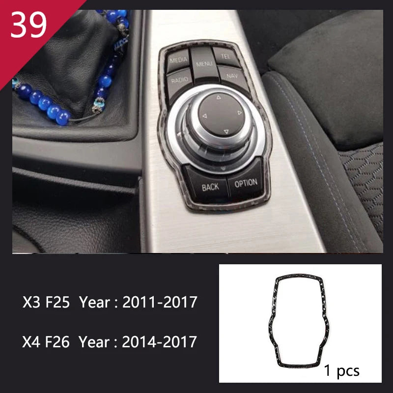 Carbon Fibre Interior Trim Sticker Set (Gearshift / AC / CD / Door Trim) – BMW X3 F25 / X4 F26