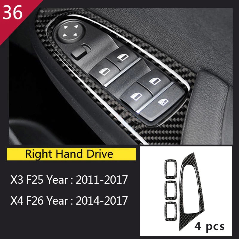 Carbon Fibre Interior Trim Sticker Set (Gearshift / AC / CD / Door Trim) – BMW X3 F25 / X4 F26