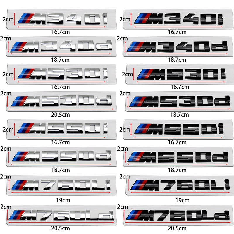 BMW M-Performance Style Rear Boot Badge Letters (Adhesive Emblem)