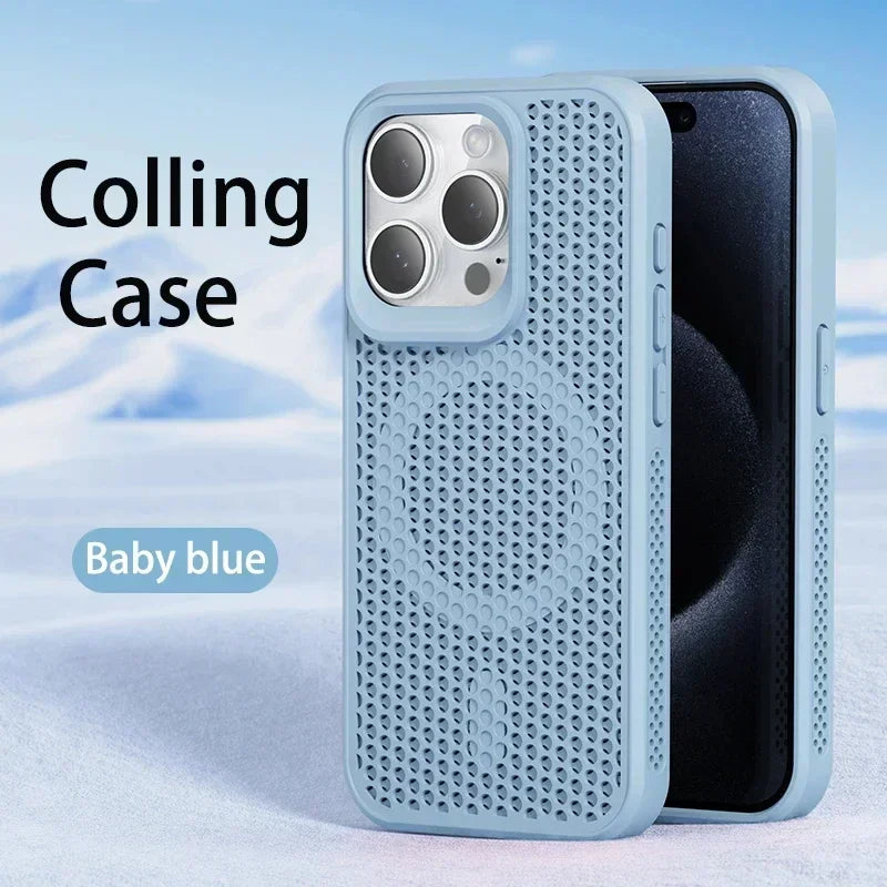 Cooling Phone Case For iPhone 11-17 Hard Back Magnetic For Magsafe