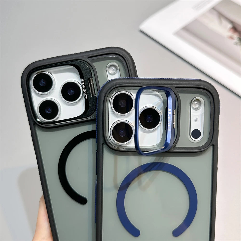 Luxury Transparent Magsafe Kickstand Phone Case For iPhone 11-17