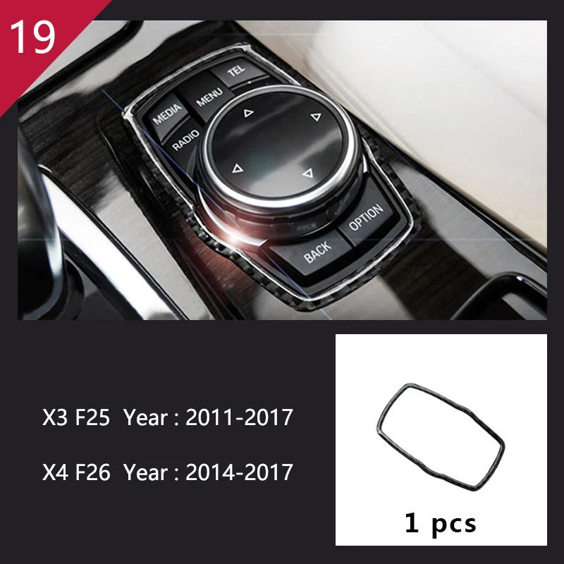 Carbon Fibre Interior Trim Sticker Set (Gearshift / AC / CD / Door Trim) – BMW X3 F25 / X4 F26