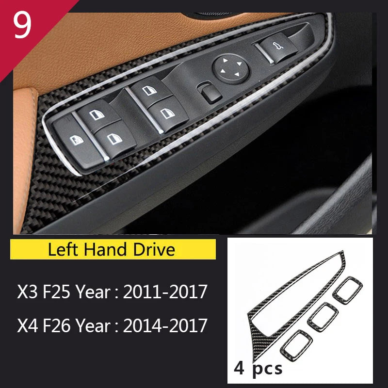 Carbon Fibre Interior Trim Sticker Set (Gearshift / AC / CD / Door Trim) – BMW X3 F25 / X4 F26