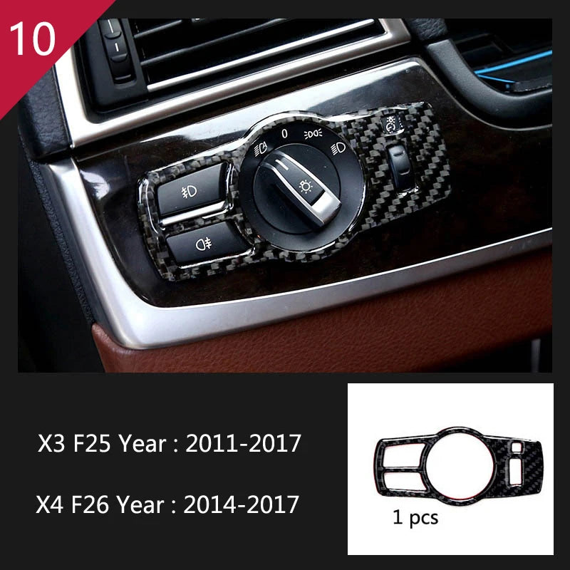 Carbon Fibre Interior Trim Sticker Set (Gearshift / AC / CD / Door Trim) – BMW X3 F25 / X4 F26
