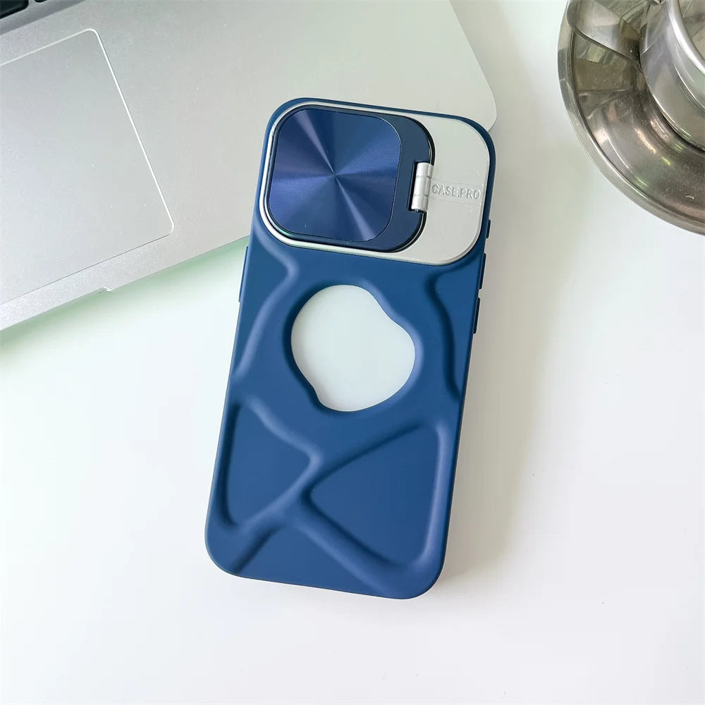 Logo Hole Magsafe Silicone Case for iPhone 11-17 With Stand