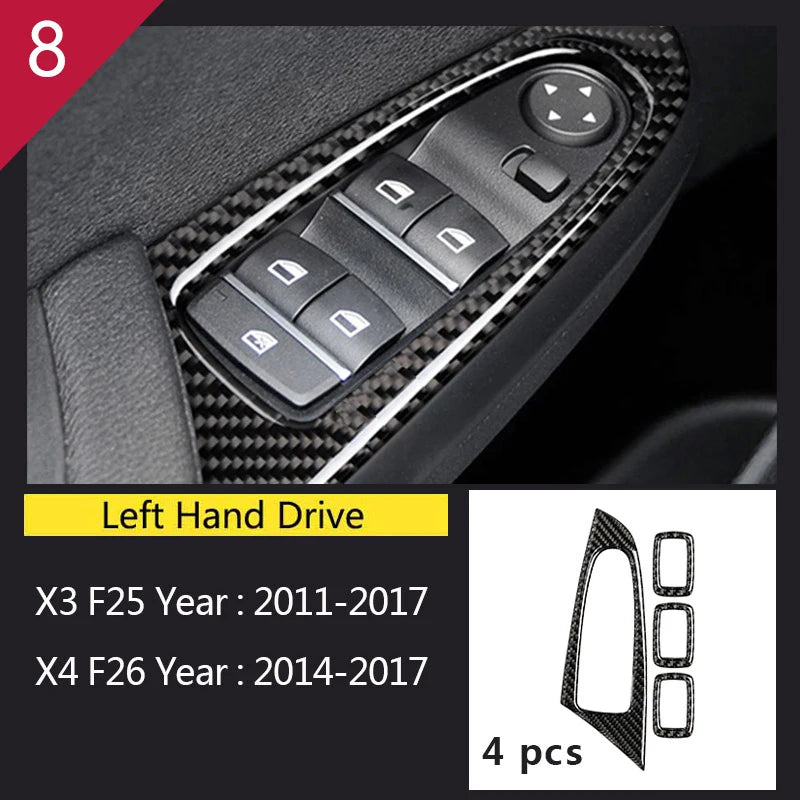 Carbon Fibre Interior Trim Sticker Set (Gearshift / AC / CD / Door Trim) – BMW X3 F25 / X4 F26