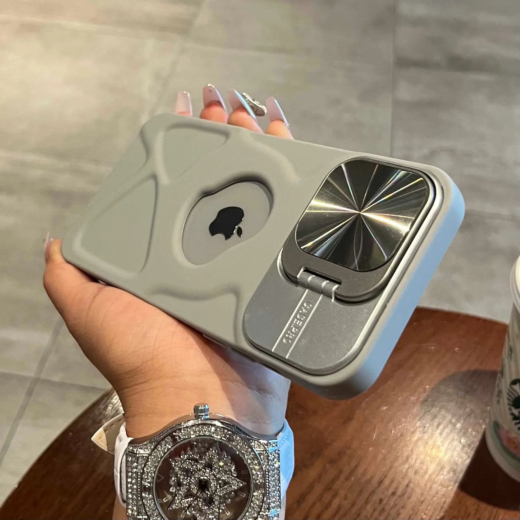 Logo Hole Magsafe Silicone Case for iPhone 11-17 With Stand