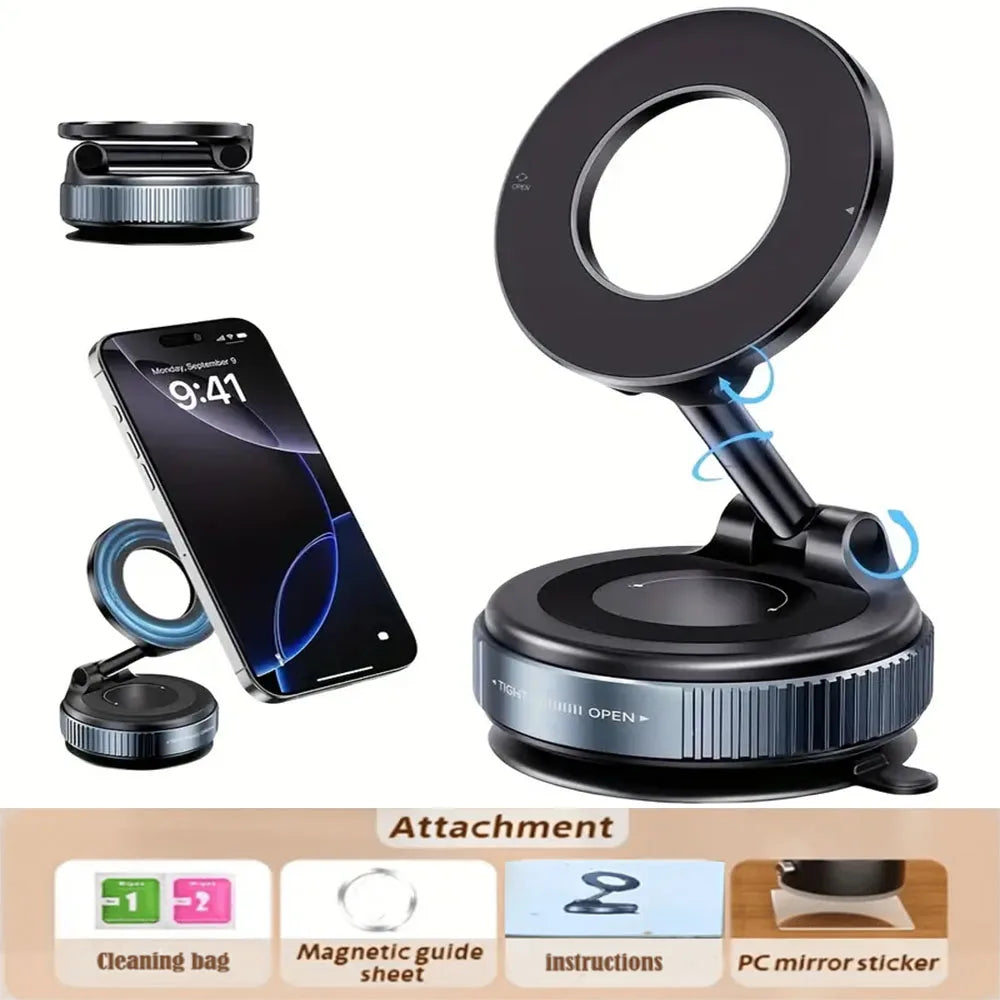 Magnetic Car Phone Holder with 360° Rotation & Foldable Design