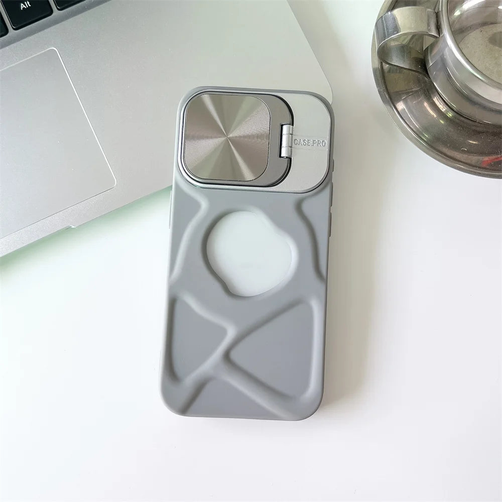 Logo Hole Magsafe Silicone Case for iPhone 11-17 With Stand