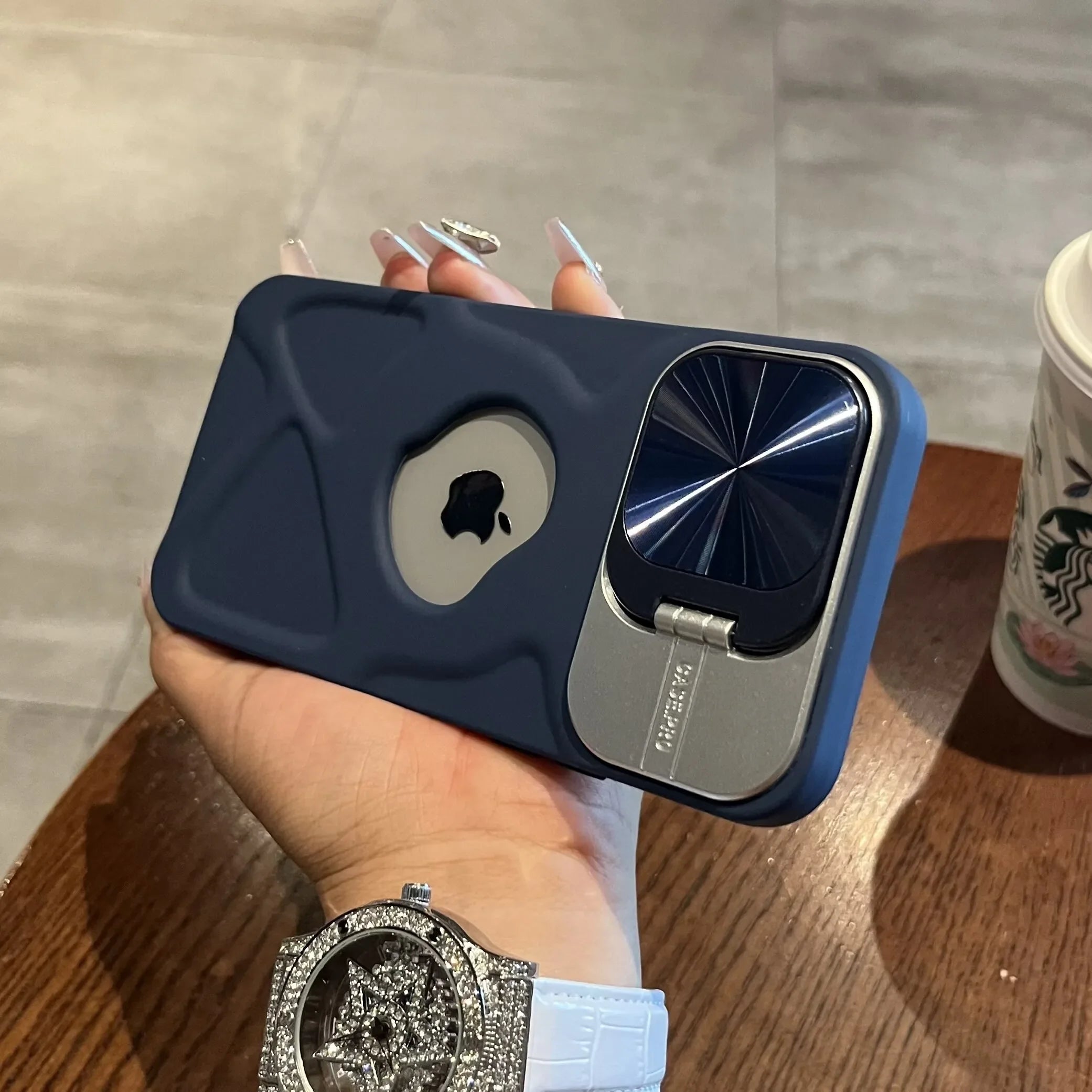 Logo Hole Magsafe Silicone Case for iPhone 11-17 With Stand