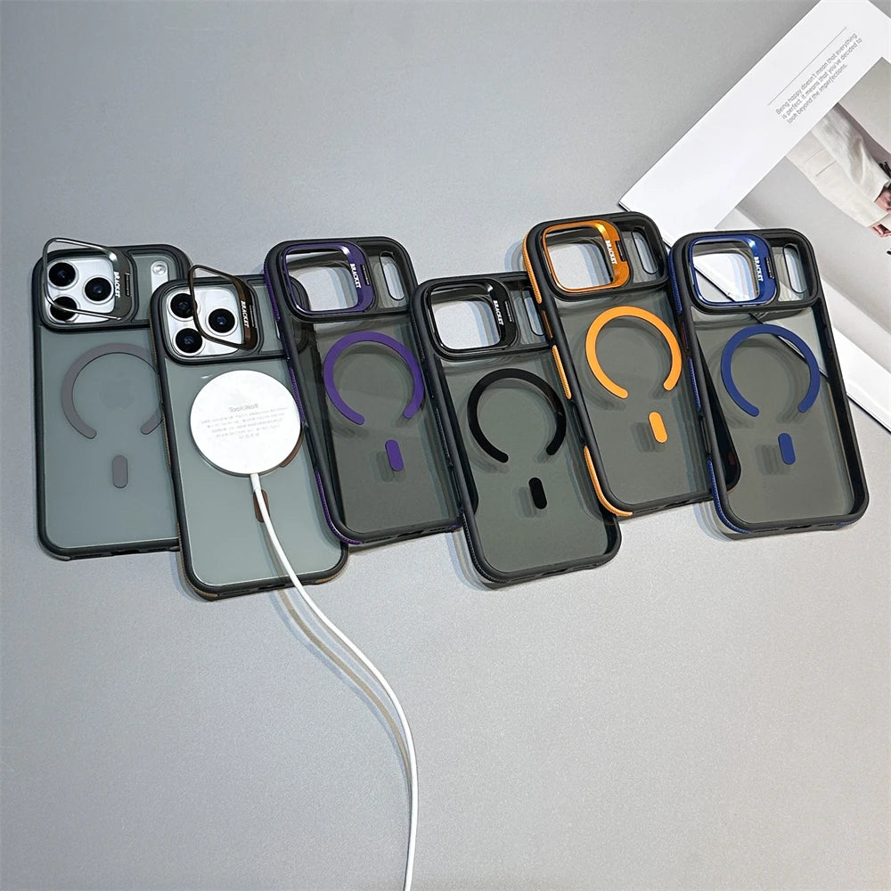 Luxury Transparent Magsafe Kickstand Phone Case For iPhone 11-17