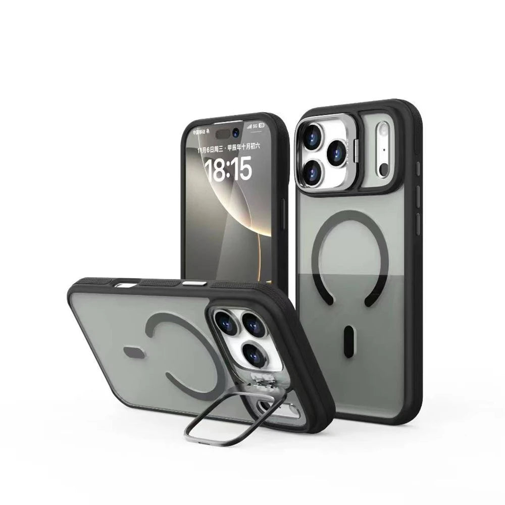 Luxury Transparent Magsafe Kickstand Phone Case For iPhone 11-17