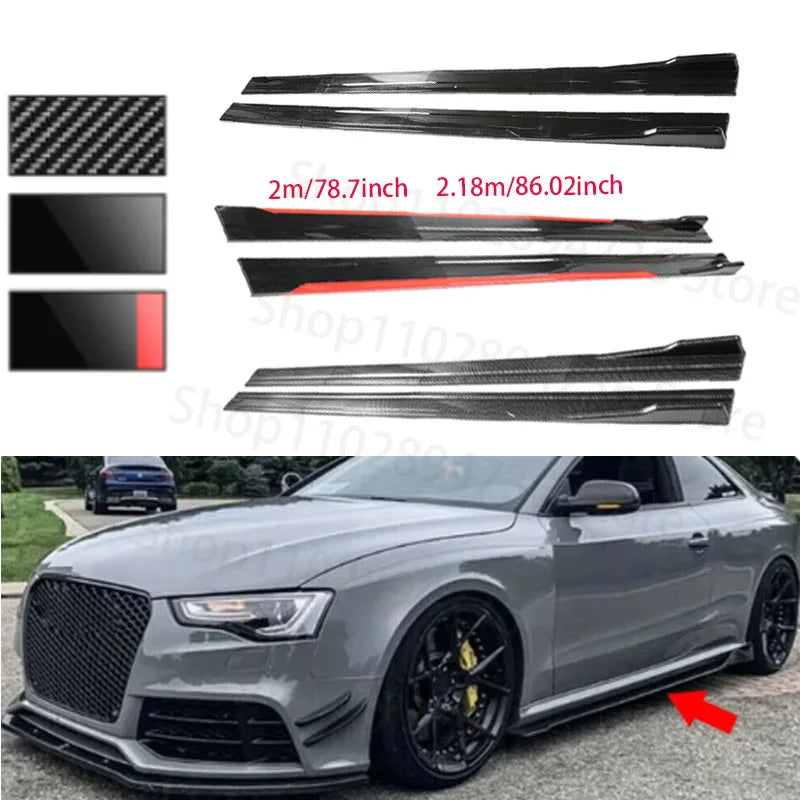 Universal Side Skirt Extensions For Audi (Gloss Black/Carbon)