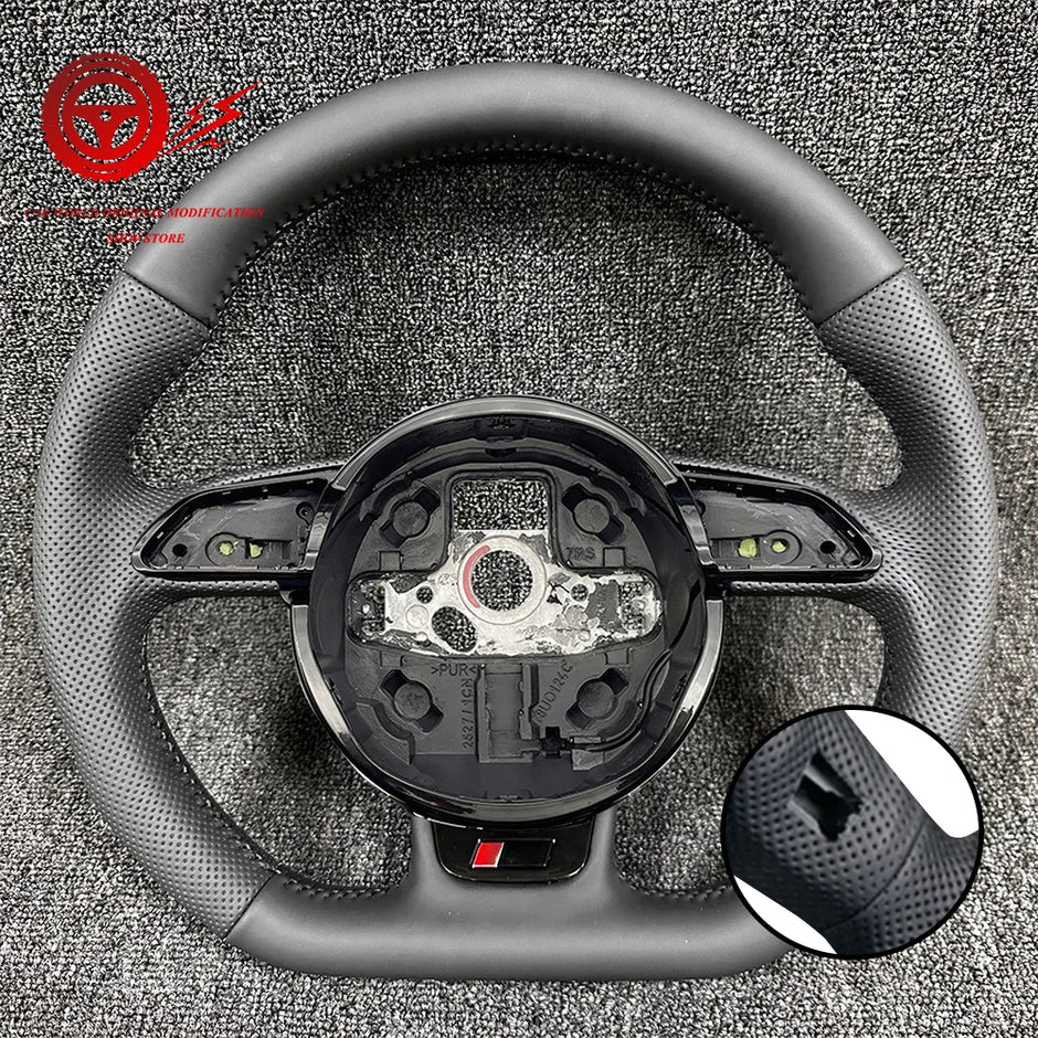 Leather Steering Wheel Upgrade – Black Line Finish (Audi Fitment)