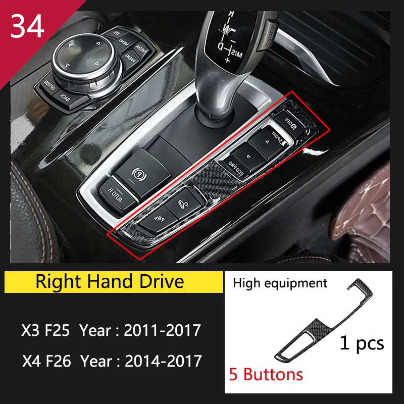 Carbon Fibre Interior Trim Sticker Set (Gearshift / AC / CD / Door Trim) – BMW X3 F25 / X4 F26