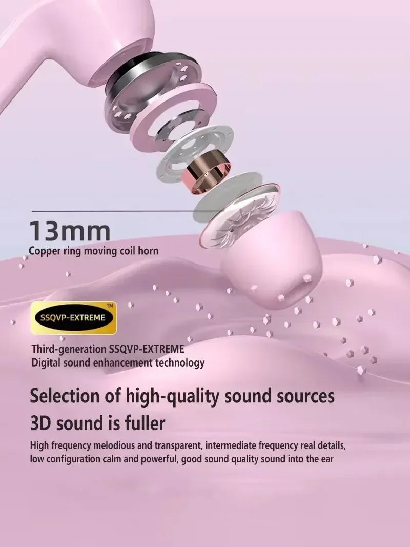 T2 Wireless Earphones Transparent LED Digital Display